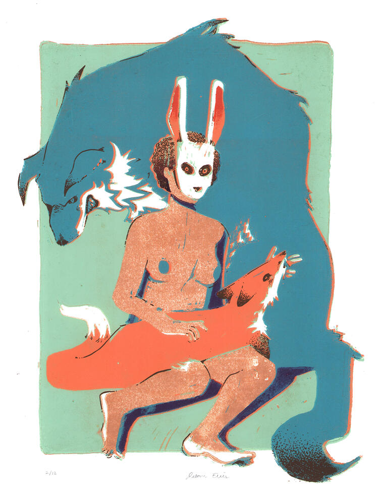 Resource Guarding Reduction Linocut and Screenprint, 2025